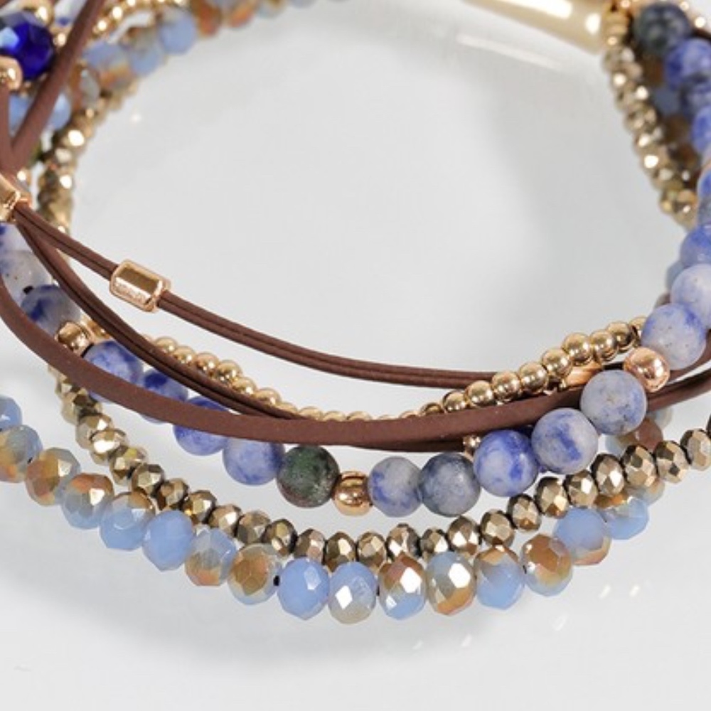 NWT Boho Multi strand natural stone bracelet - Picture 2 of 2